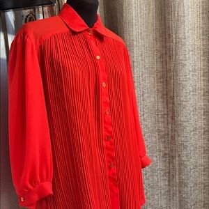Vintage 1960/1970’s Cinnamon-Stick California red-orange button-up blouse Size M
